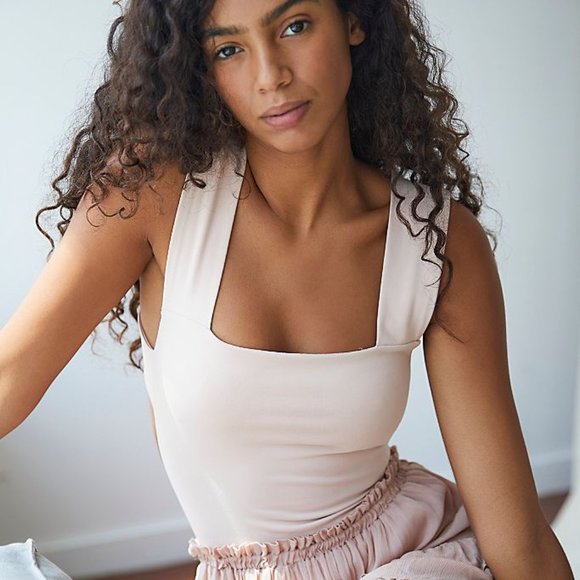 Tops - NWT FREE PEOPLE Pink Oh She’s Strappy Bodysuit (L)